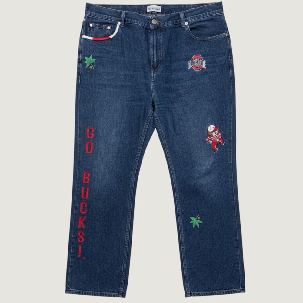 Bellepointe Ohio State Buckeyes Embroidered Jeans Womens 18W Go Bucks Brutus